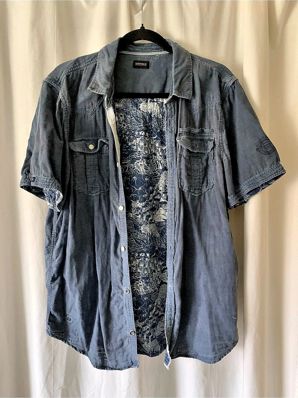 Buffalo David Bitton Men's Cotton  Shirt in Blue